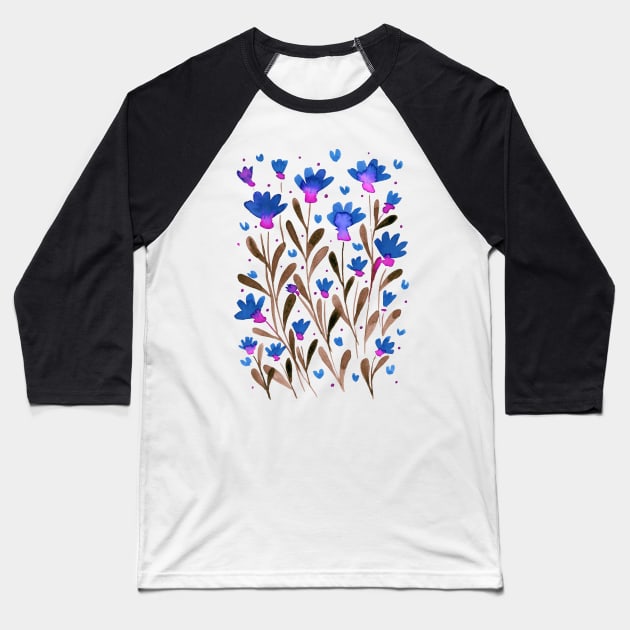 Forget me not flowers - blue and pink Baseball T-Shirt by wackapacka